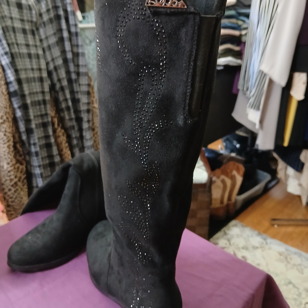 Azure knee high boots